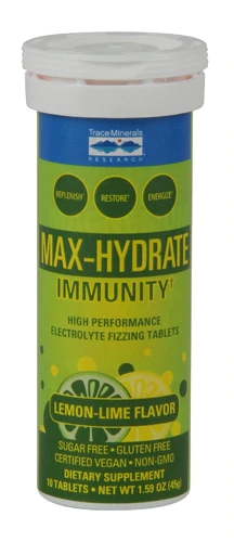 Trace Minerals Research Max-Hydrate Immunity+ Tube Lemon-Lime -- 10 Tablets
