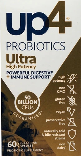 UP4 Ultra High Potency Probiotics with DDS®-1 -- 50 billion CFU - 60 Vegetable Capsules