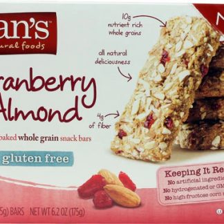 Van's Natural Foods Chewy Baked Whole Grain Snack Bars Gluten Free Cranberry Almond -- 5 Bars