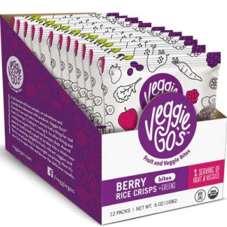 Veggie-Go's Organic Fruit and Veggie Bites Gluten Free Berry Rice Crisps Greens -- 12 Packs