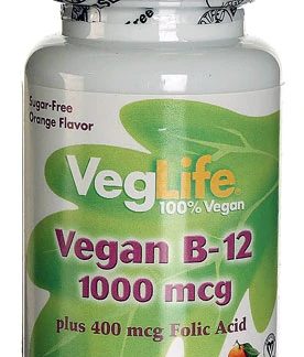 VegLife Vegan B12 plus Folic Acid Orange -- 1000 mcg - 100 Lozenges