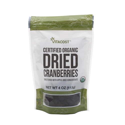 Vitacost Certified Organic Dried Cranberries Sweetened with Apple Juice Concentrate -- 4 oz (113 g)