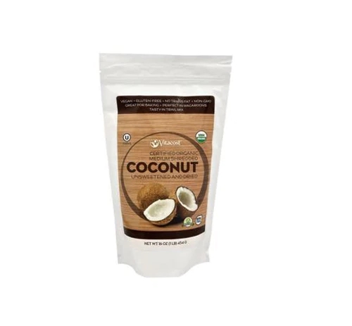 Vitacost Certified Organic Medium Shredded Coconut Unsweetened - Gluten Free and Non-GMO -- 16 oz (454 g)