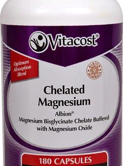 Vitacost Chelated Magnesium - Albion® Magnesium Bisglycinate Chelate Buffered -- 180 Capsules