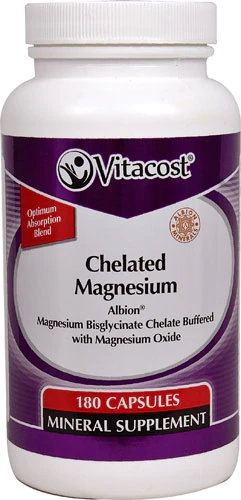 Vitacost Chelated Magnesium - Albion® Magnesium Bisglycinate Chelate Buffered -- 180 Capsules