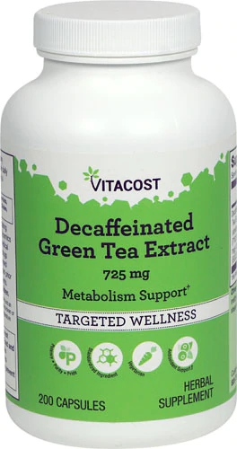 Vitacost Decaffeinated Green Tea Extract -- 725 mg - 200 Capsules