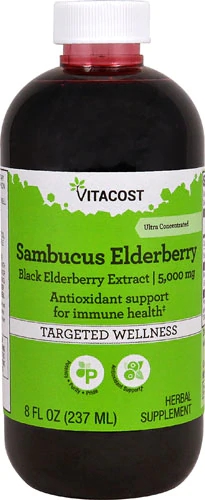Vitacost Sambucus Elderberry Ultra-Concentrated Black Elderberry Extract Syrup -- 5000 mg - 8 fl oz