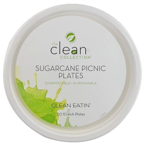Vitacost - The Clean Collection Compostable Sugarcane Picnic Plates 10 inch -- 30 Pieces