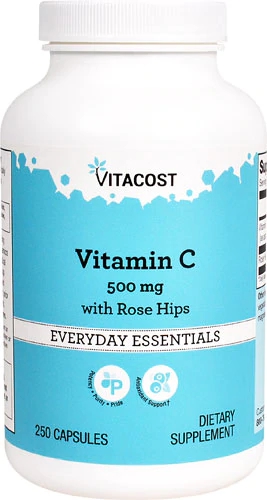 Vitacost Vitamin C with Rose Hips -- 500 mg - 250 Capsules