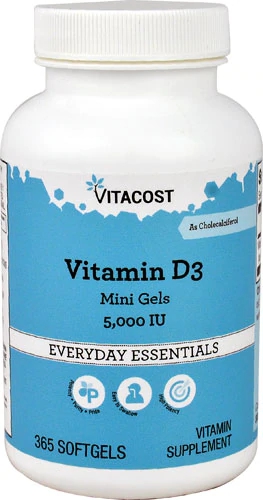 Vitacost Vitamin D3 Mini Gels -- 5000 IU - 365 Softgels