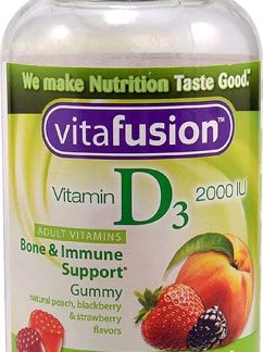 Vitafusion Vitamin D3 Bone & Immune Support Natural Peach Blackberry & Strawberry -- 2000 IU - 150 Gummies