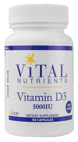 Vital Nutrients Vitamin D3 -- 5000 IU - 90 Vegetarian Capsules