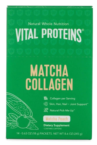 Vital Proteins Matcha Collagen Stick Pack Box Peach -- 14 Packets
