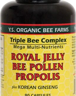 YS Eco Bee Farms Triple Bee Complex Royal Jelly Bee Pollen Propolis plus Korean Ginseng -- 90 Capsules