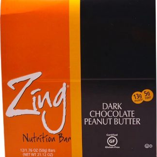 Zing Bars Whey Protein Bar Dark Chocolate Peanut Butter -- 12 Bars