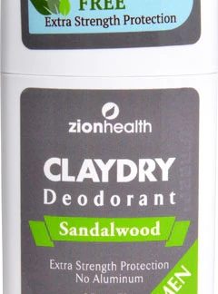 Zion Health Claydry Aluminum Free Deodorant Sandalwood Men -- 2.5 oz