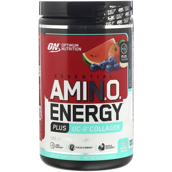 Optimum Nutrition, Energia de Aminoácidos Essenciais mais Colágeno UC-II, Fruit Fiesta, 270 g (9,5 oz)