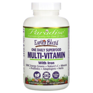 Paradise Herbs, Earth's Blend, One Daily Superfood Multi-Vitamin with Iron, 120 Vegetarian Capsules