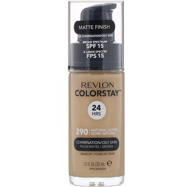 Revlon, Colorstay, maquiagem, mista/oleosa, FPS 15, 290 Ocre natural, 30 ml