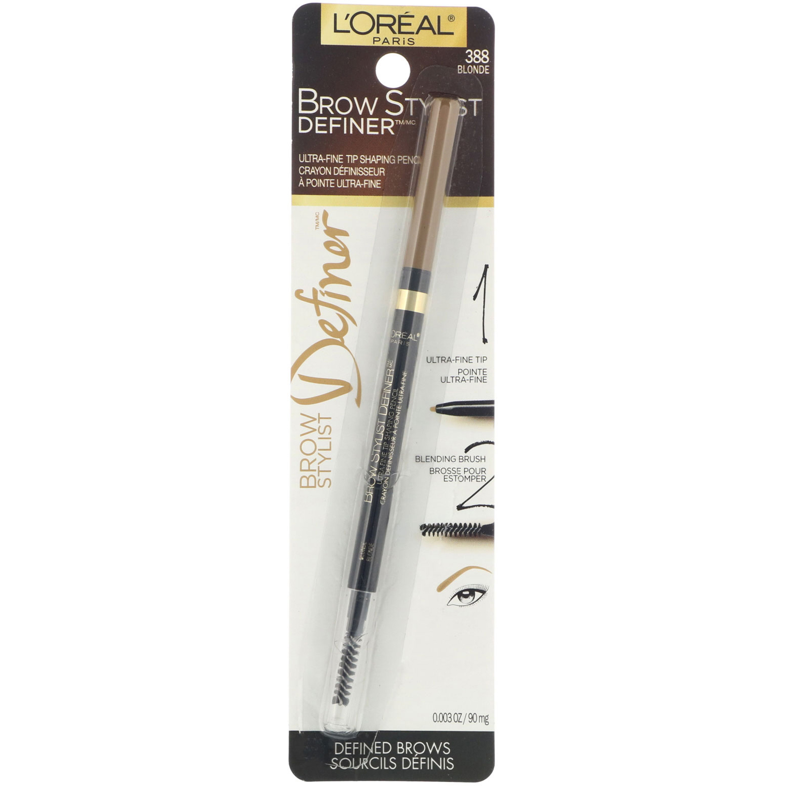 L'Oreal, Brow Stylist Definer, Ponta ultrafina, 388 Loiro, 90 mg - Imagem 2