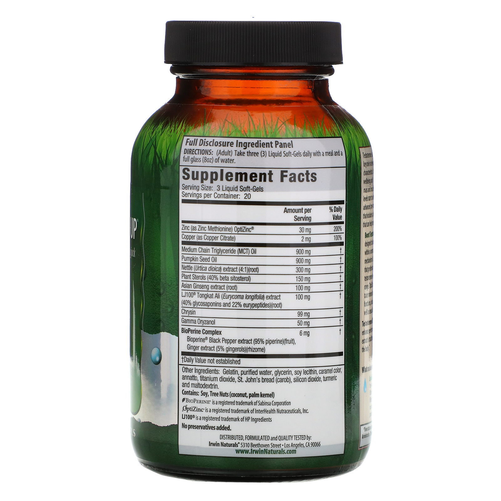 Irwin Naturals, Testosterona UP, 60 Soft-Gels Líquidos
