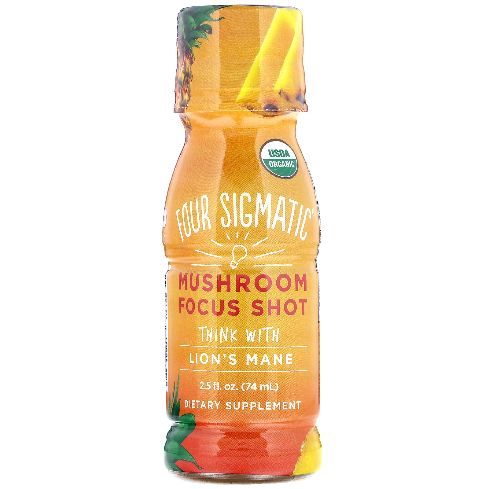Four Sigmatic, Mushroom Focus Shot, Pineapple, 6 Bottles, 2.5 fl oz (74 ml) Each - Imagem 3