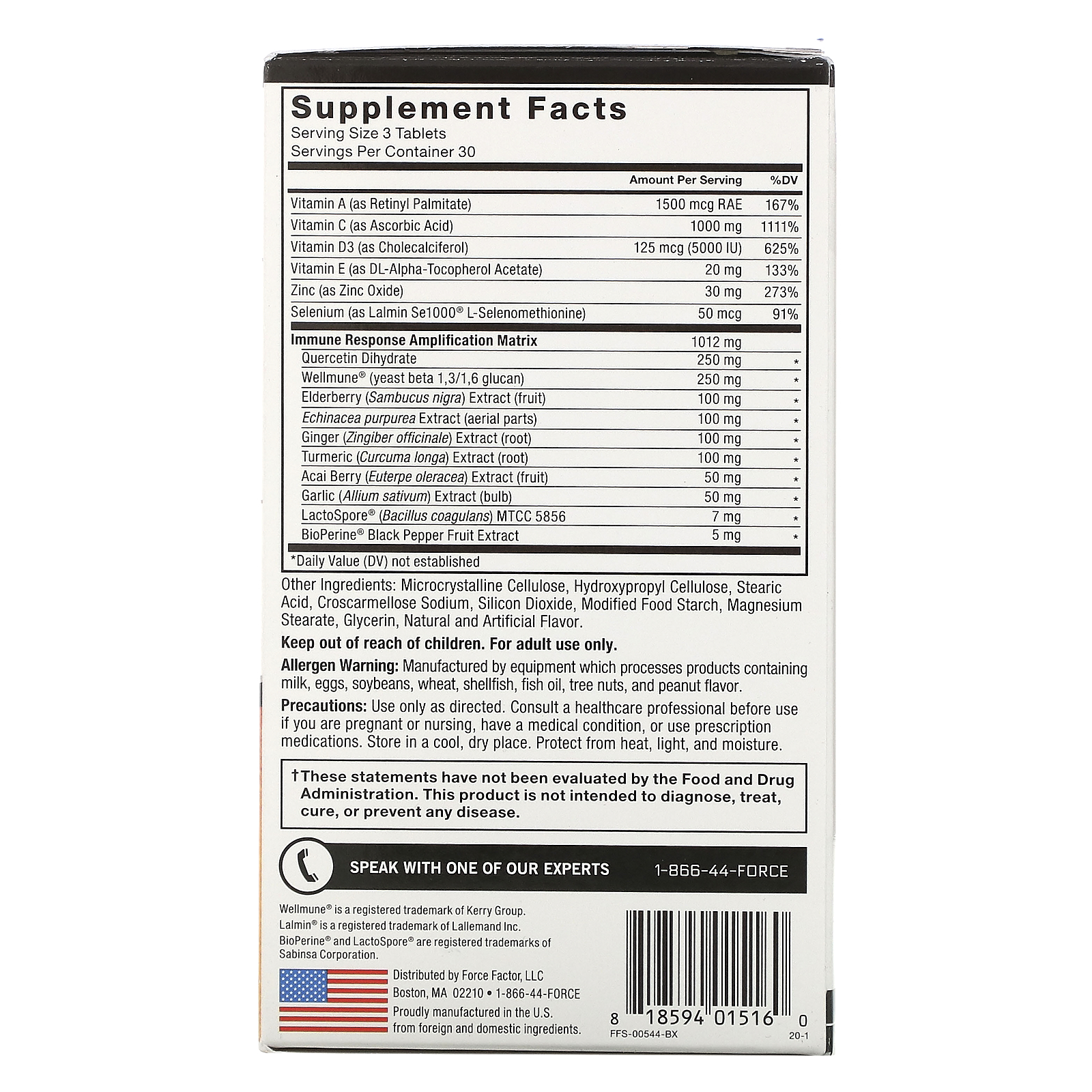 Force Factor, Immunity, 1,000 mg, 90 Tablets - Imagem 2