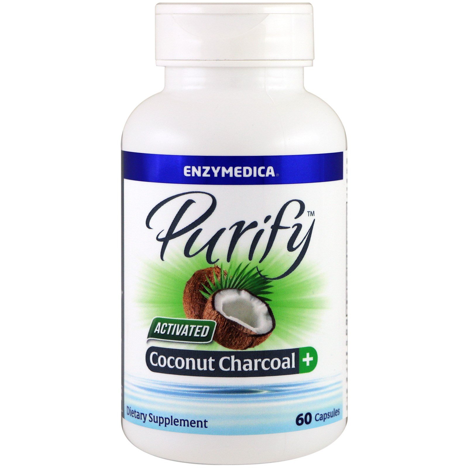 Enzymedica, Purify, Carvão Vegetal de Coco Ativado+, 60 Cápsulas - Imagem 3