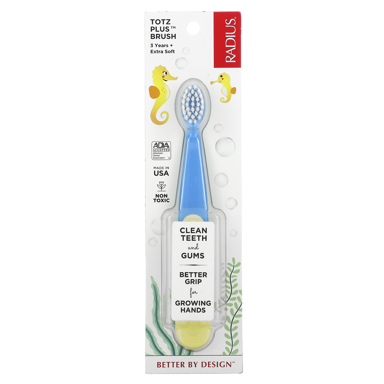 RADIUS, Totz Plus Brush, 3 Years +, Extra Soft, Blue Yellow, 1 Toothbrush - Imagem 2
