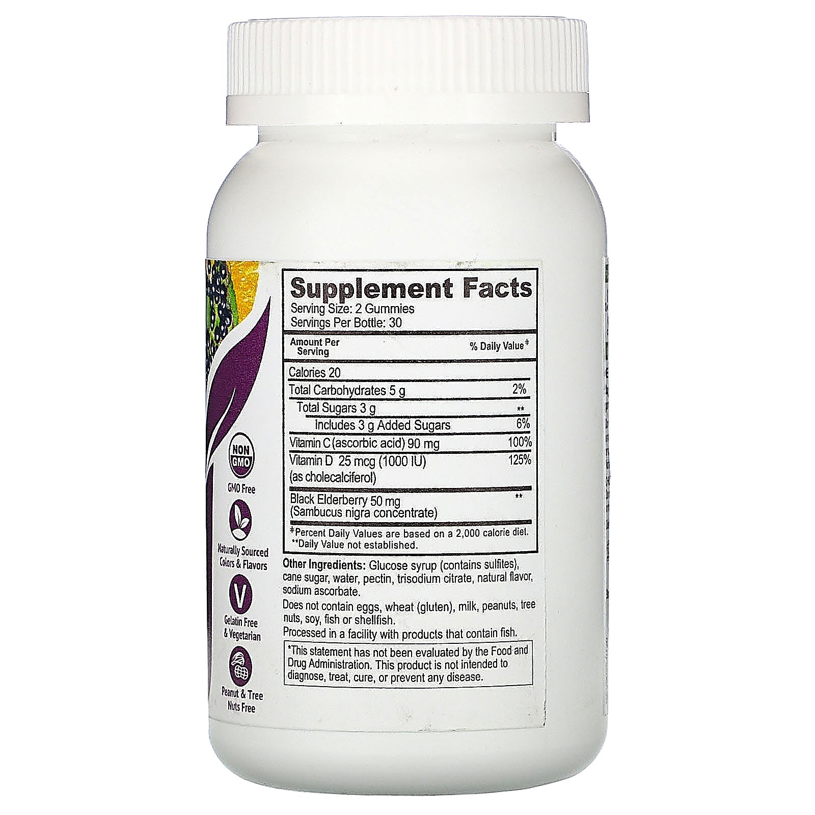 YumV's, Elderberry, Vitamin C & Vitamin D, Triple Defense, Berry Flavor, 25 mcg (1,000 IU), 60 Gummies - Imagem 2