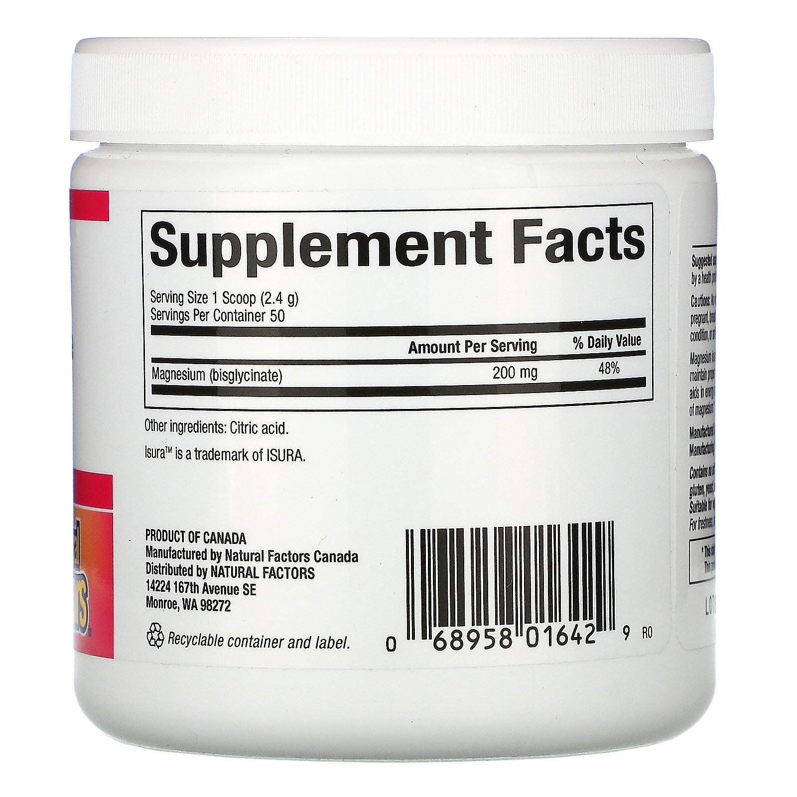 Natural Factors, Magnesium, 4.2 oz (120 g) - Imagem 2