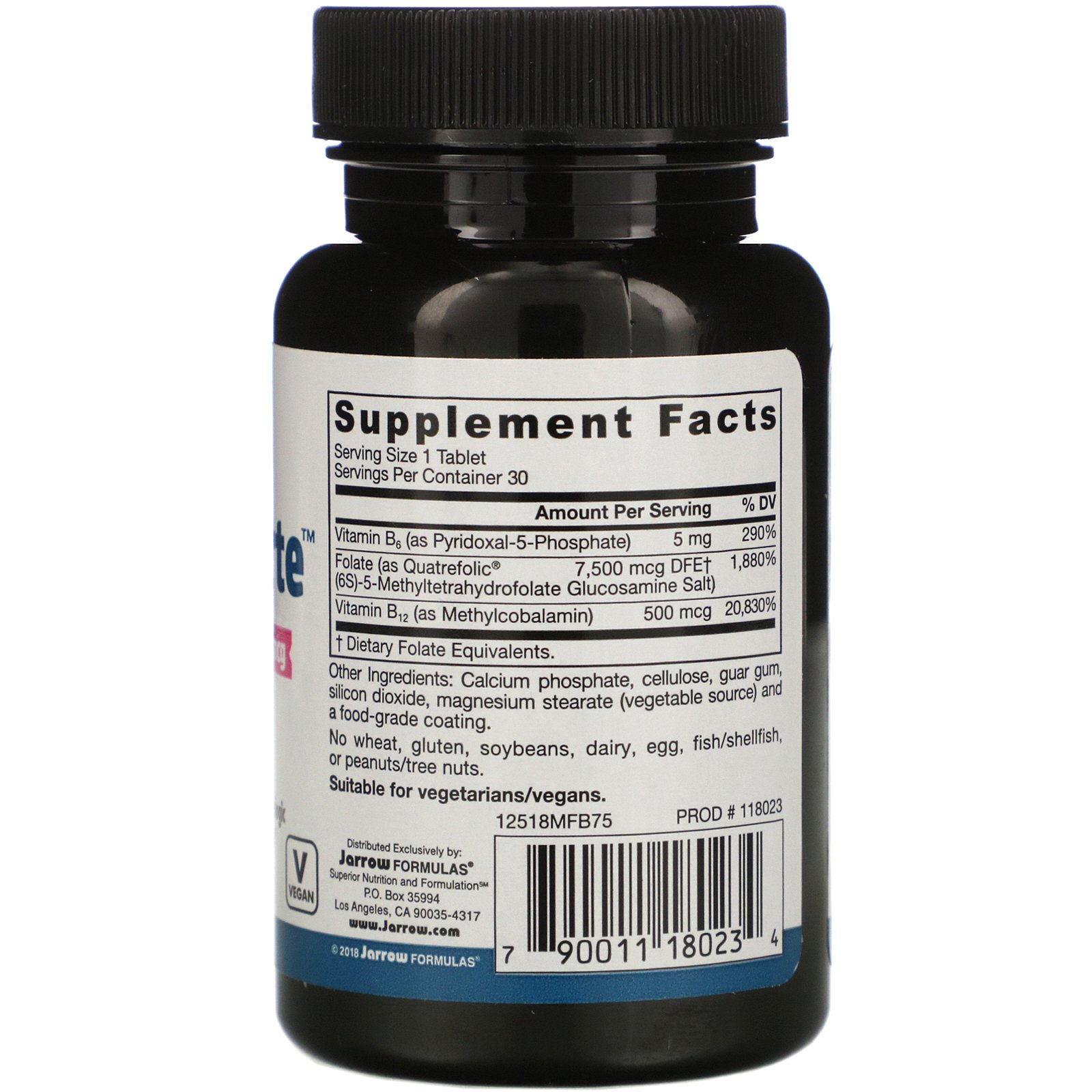 Jarrow Formulas, Folate Forte, Methyl Folate + Methyl B12 + P-5-P, 30 Tablets - Imagem 2