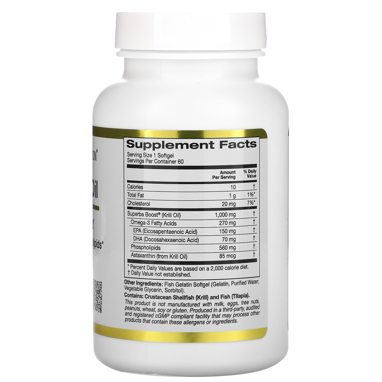 California Gold Nutrition, Óleo de Krill Premium SUPERBABoost®, 1.000 mg, 60 Cápsulas Softgel - Imagem 2